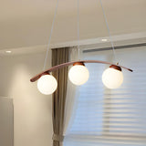 3-Light Modern Arc and Globe Island Pendant Light Image - 4