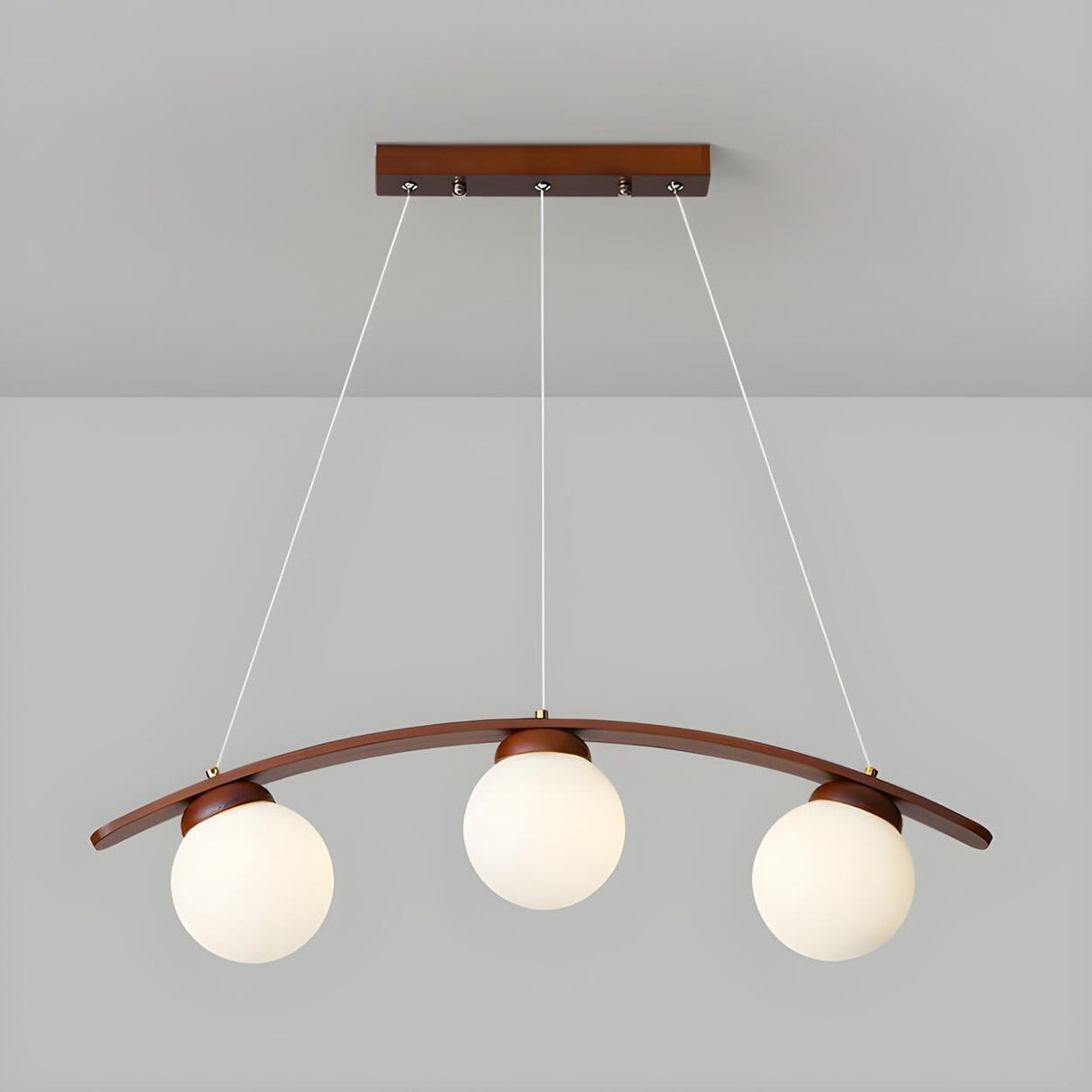 3-Light Modern Arc and Globe Island Pendant Light Image - 7