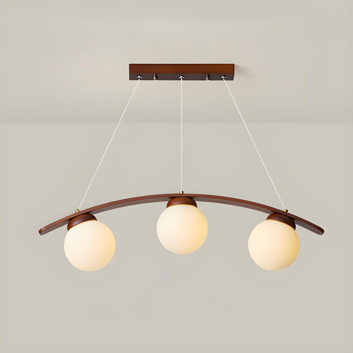 3-Light Modern Arc and Globe Island Pendant Light Image - 9