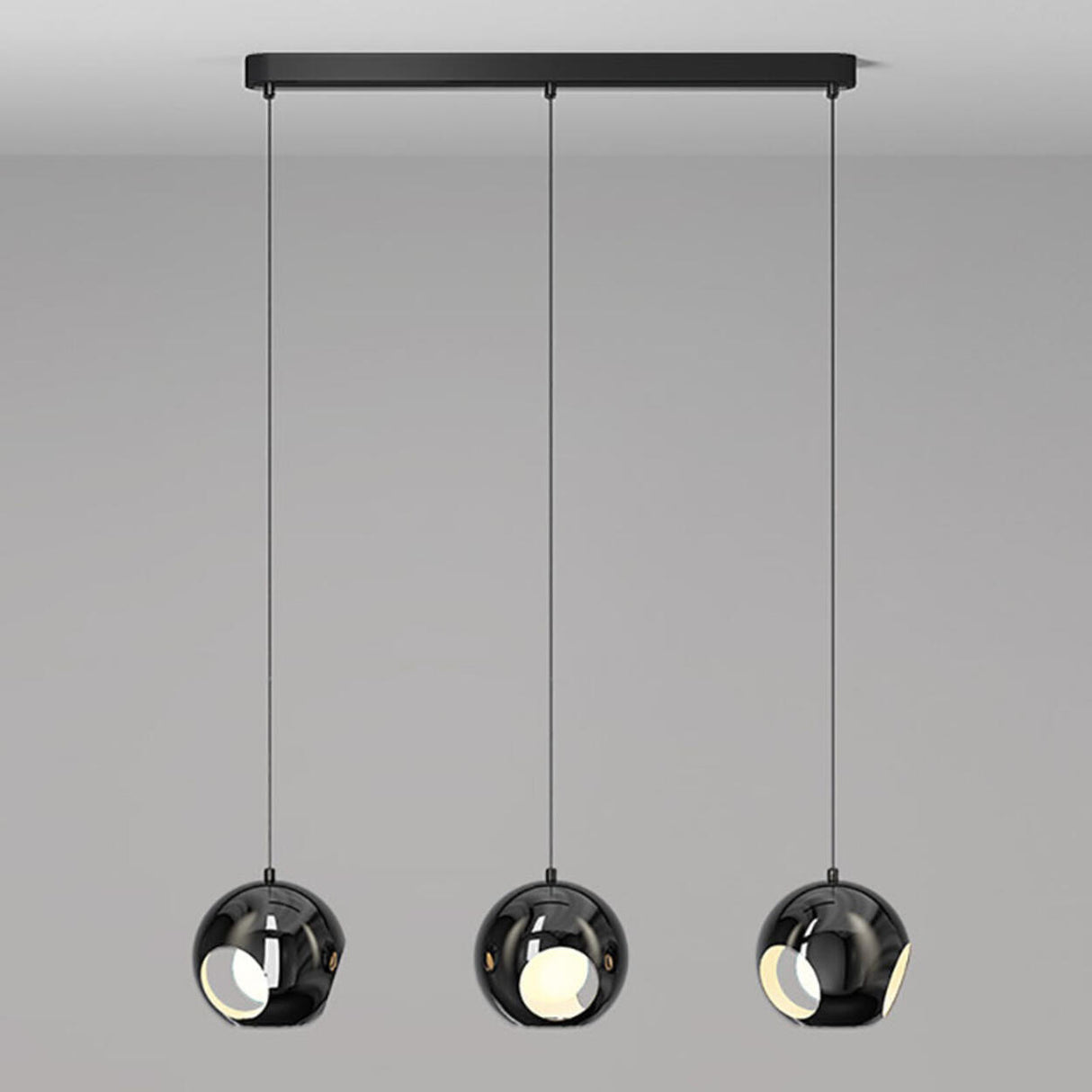 3-Light Modern Black Globe Island Pendant Light Image - 11