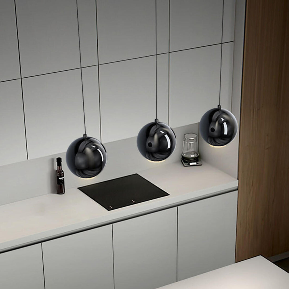 3-Light Modern Black Globe Island Pendant Light Image - 17