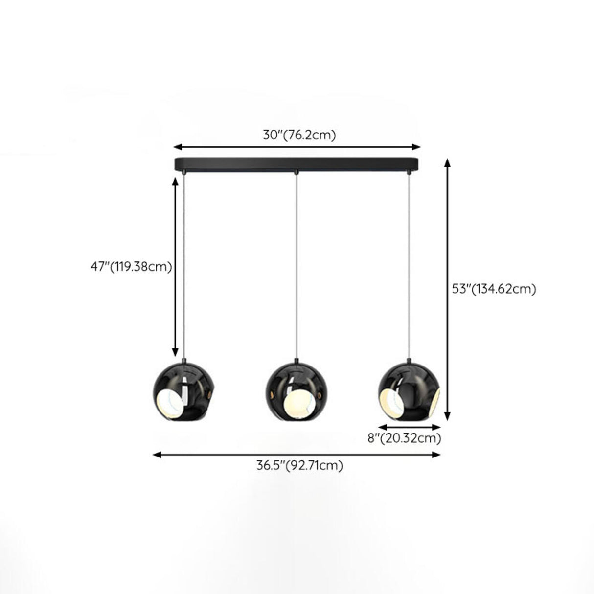 3-Light Modern Black Globe Island Pendant Light Image - 20