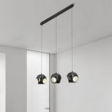 3-Light Modern Black Globe Island Pendant Light Image - 4