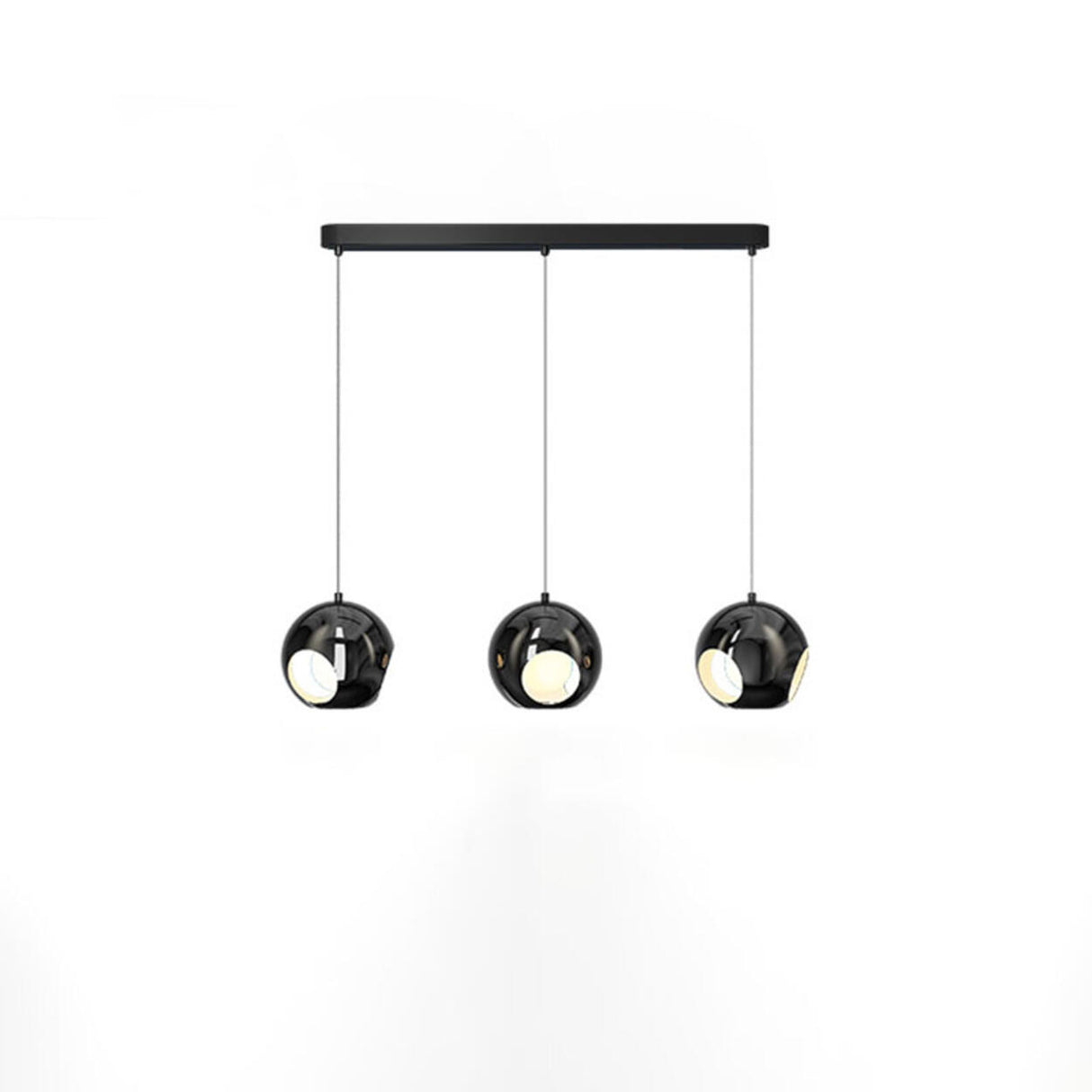 3-Light Modern Black Globe Island Pendant Light Image - 7