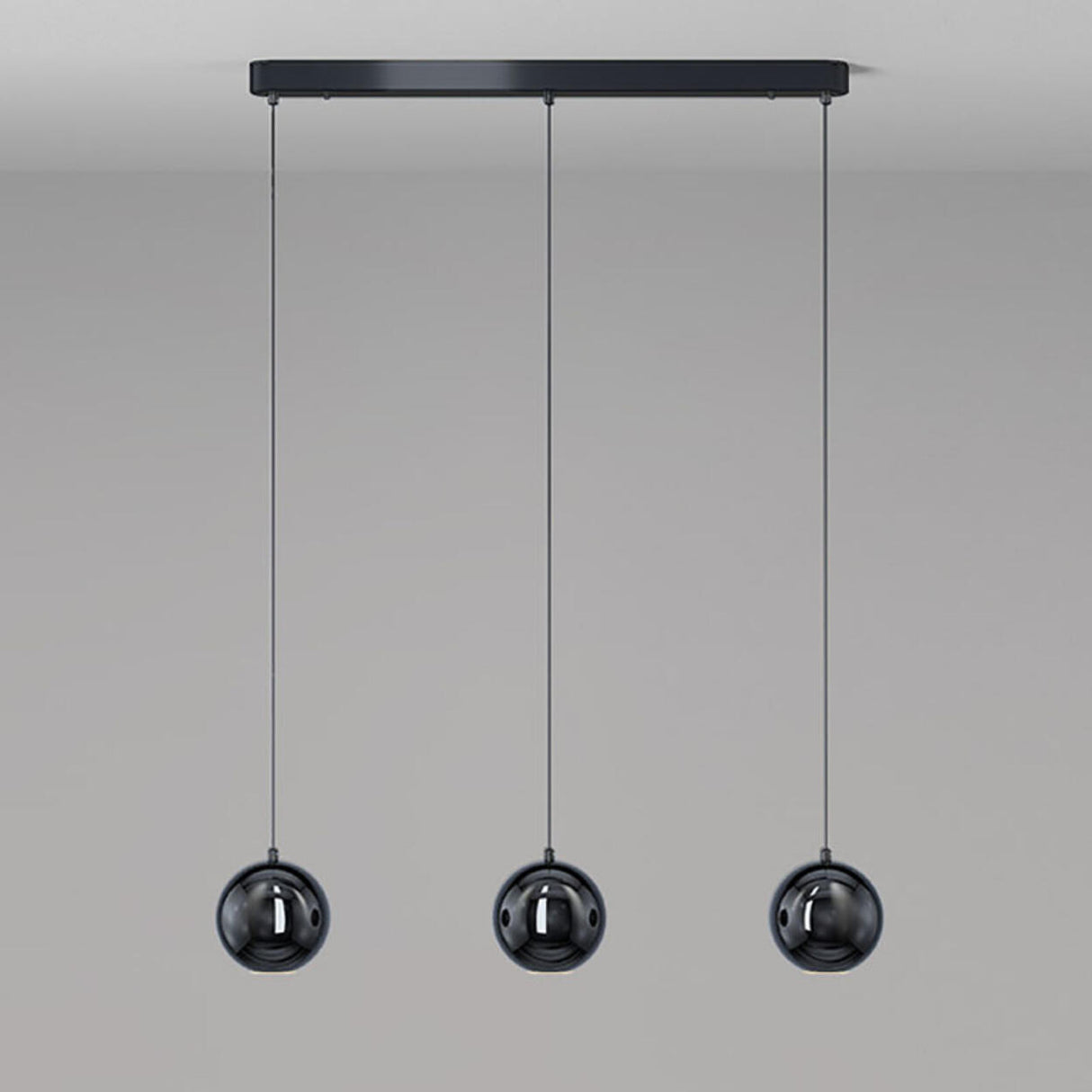 3-Light Modern Black Globe Island Pendant Light Image - 9
