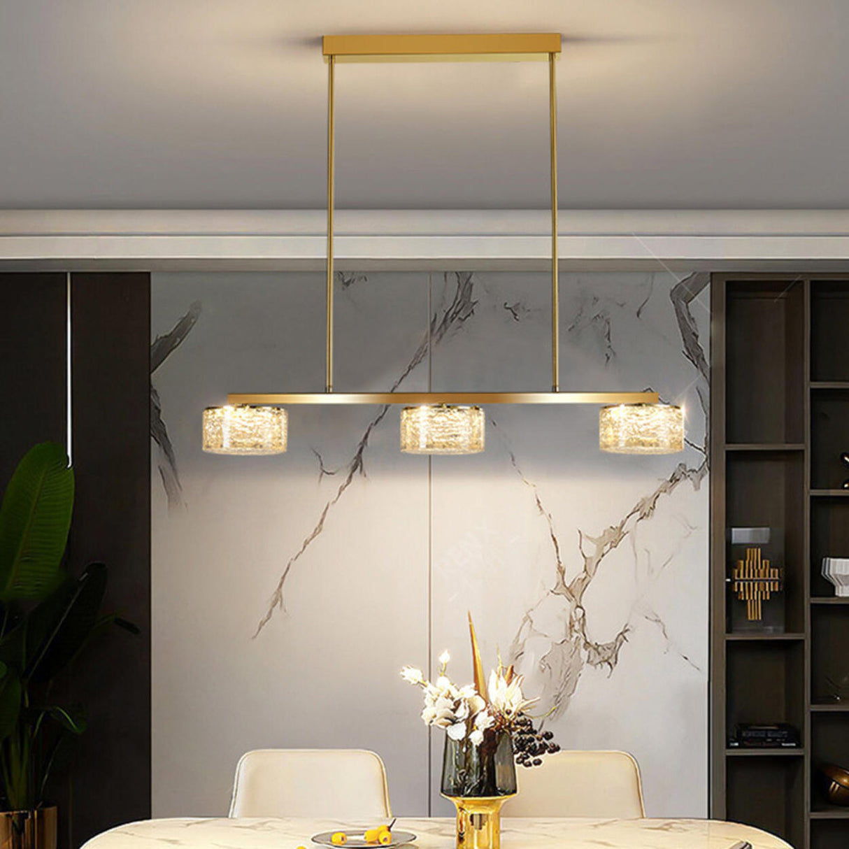 3-Light Modern Clear Cylinder Adjustable Island Light Image - 3