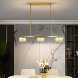 3-Light Modern Clear Cylinder Adjustable Island Light Image - 3