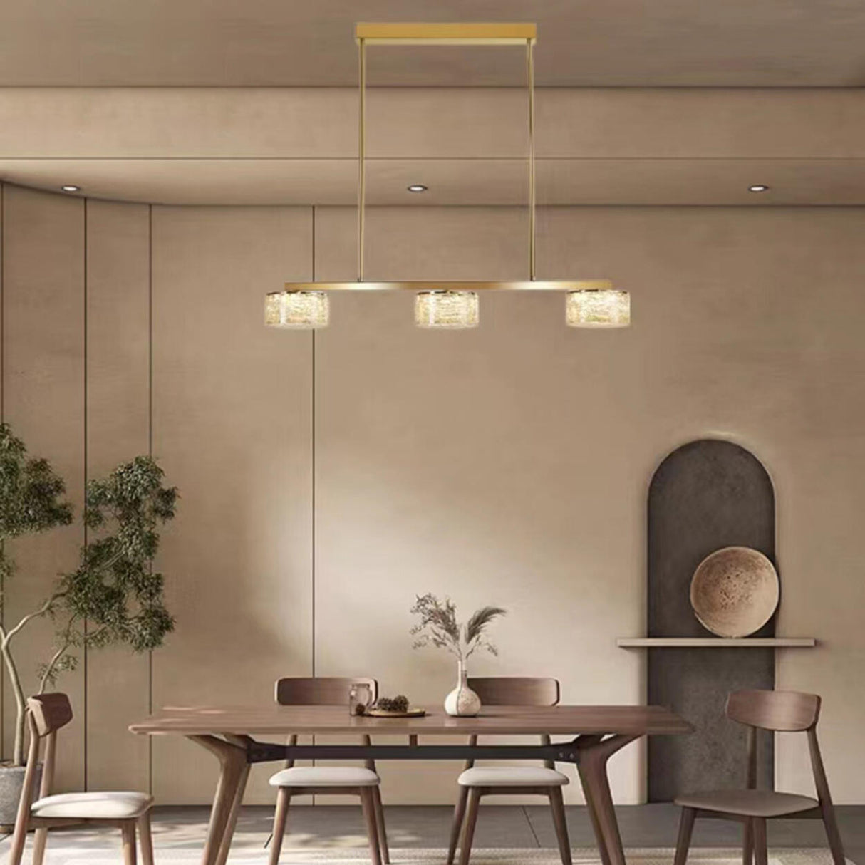 3-Light Modern Clear Cylinder Adjustable Island Light Image - 4