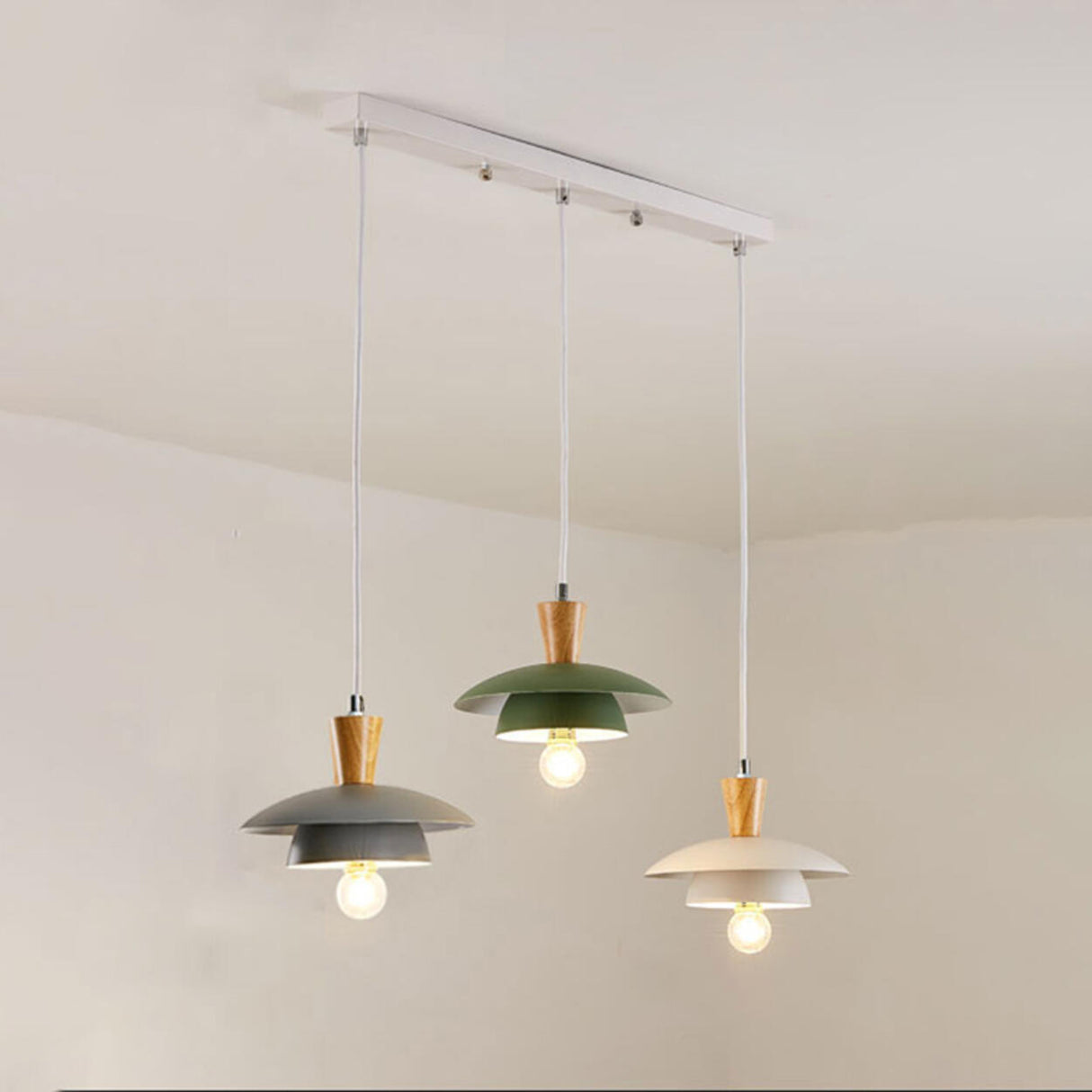 3-Light Modern Colorful Saucer Island Pendant Light Image - 3