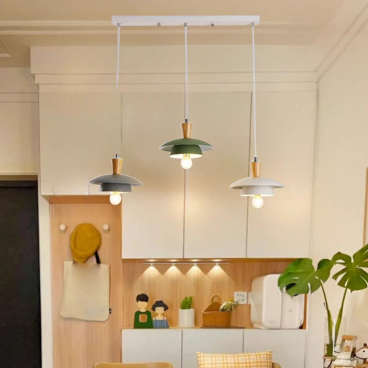 3-Light Modern Colorful Saucer Island Pendant Light Image - 4