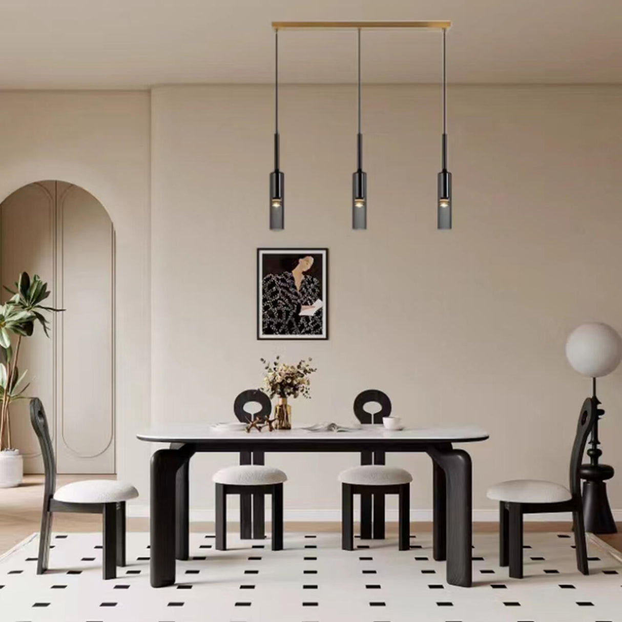 3-Light Modern Crystal Cylinder Island Pendant Light Image - 4