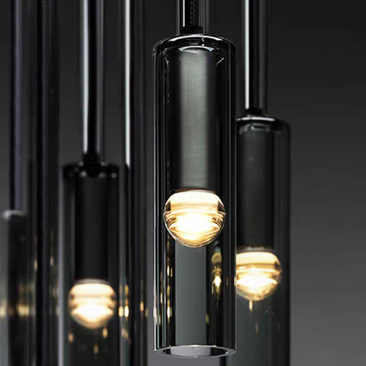 3-Light Modern Crystal Cylinder Island Pendant Light Image - 5