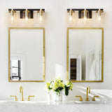 3-Light Modern Cylinder Glass Vanity Light Fixture Image - 3