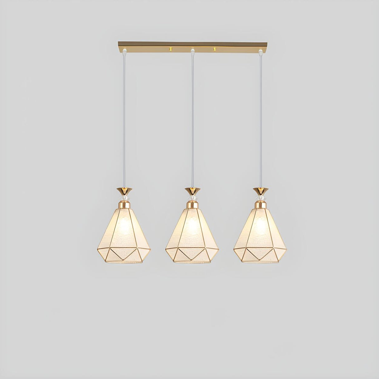 3-Light Modern Diamond Adjustable Pendant Island Light Image - 2