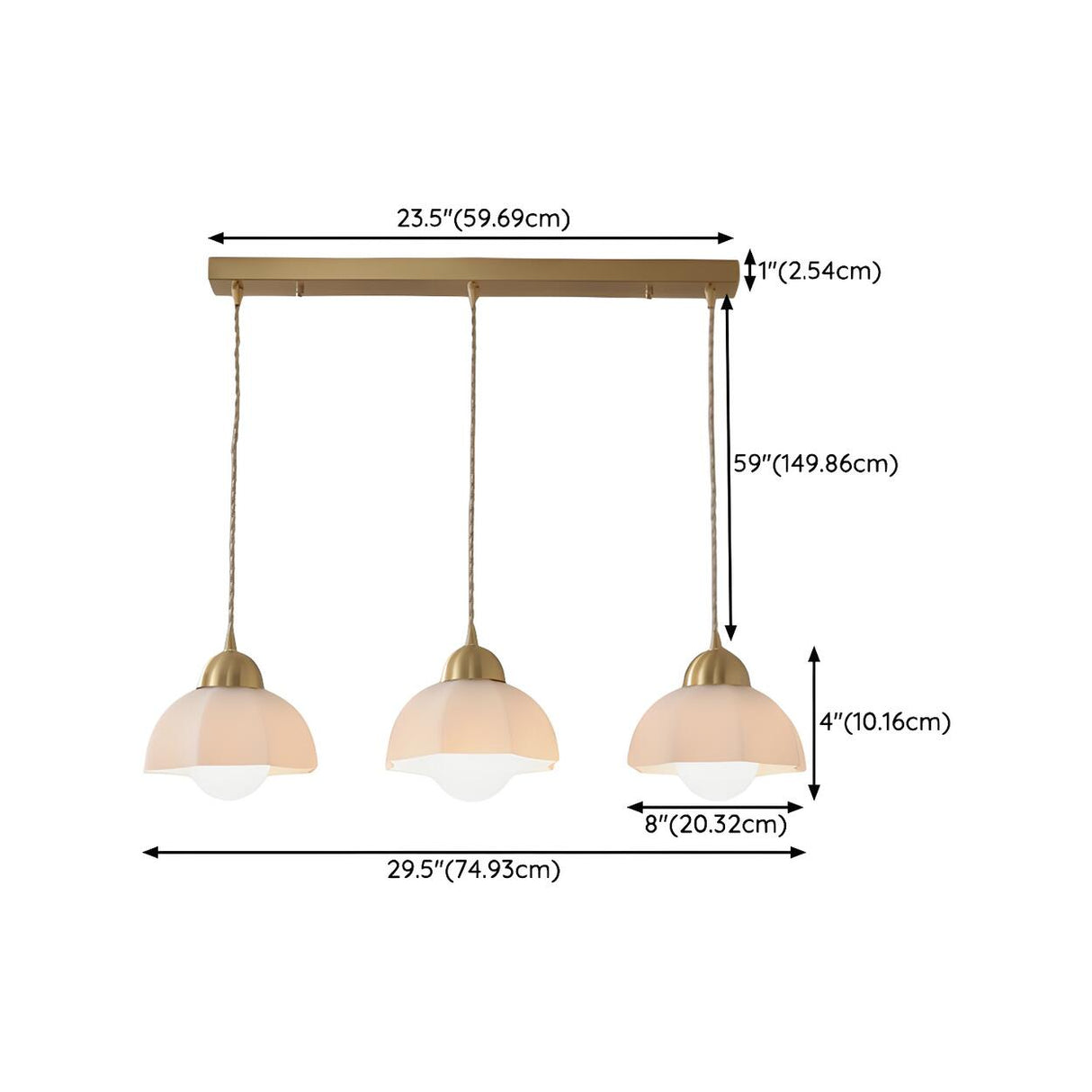 3-Light Modern Dome Adjustable Island Hanging Light 