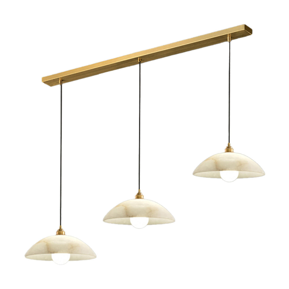 3-Light Modern Dome Stone Gold Island Pendant Light Image - 5