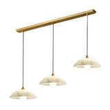 3-Light Modern Dome Stone Gold Island Pendant Light Image - 5