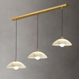 3-Light Modern Dome Stone Gold Island Pendant Light Image - 6
