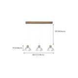3-Light Modern Glass Dome Wood Island Ceiling Light #size