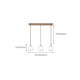 3-Light Modern Glass Dome Wood Island Ceiling Light Image - 11