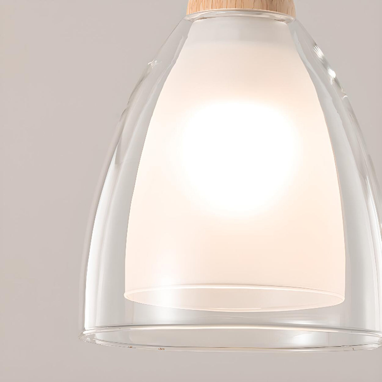 3-Light Modern Glass Dome Wood Island Ceiling Light Image - 6