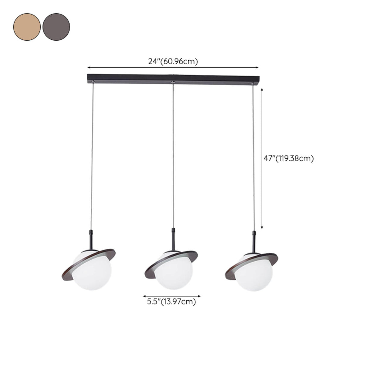 3-Light Modern Planet Adjustable Island Pendant Light 