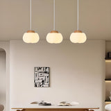 3-Light Modern Pumpkin Wood Island Light Fixtures Image - 3