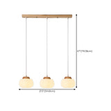 3-Light Modern Pumpkin Wood Island Light Fixtures #size