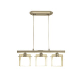 3-Light Modern Square Glass Island Pendant Light Image - 7