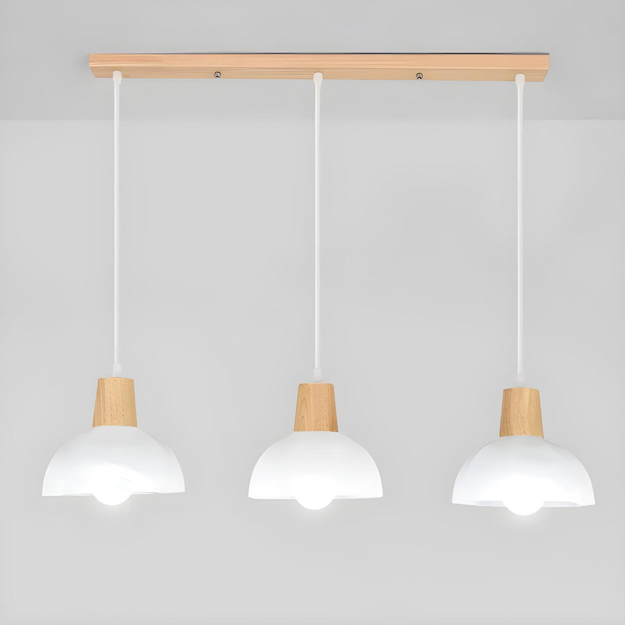 3-Light Modern White Dome Metal Island Ceiling Light Image - 9