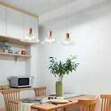3-Light Modern Wood and Glass Cone LED Island Light Image - 3