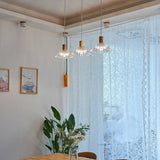 3-Light Modern Wood and Glass Cone LED Island Light Image - 4