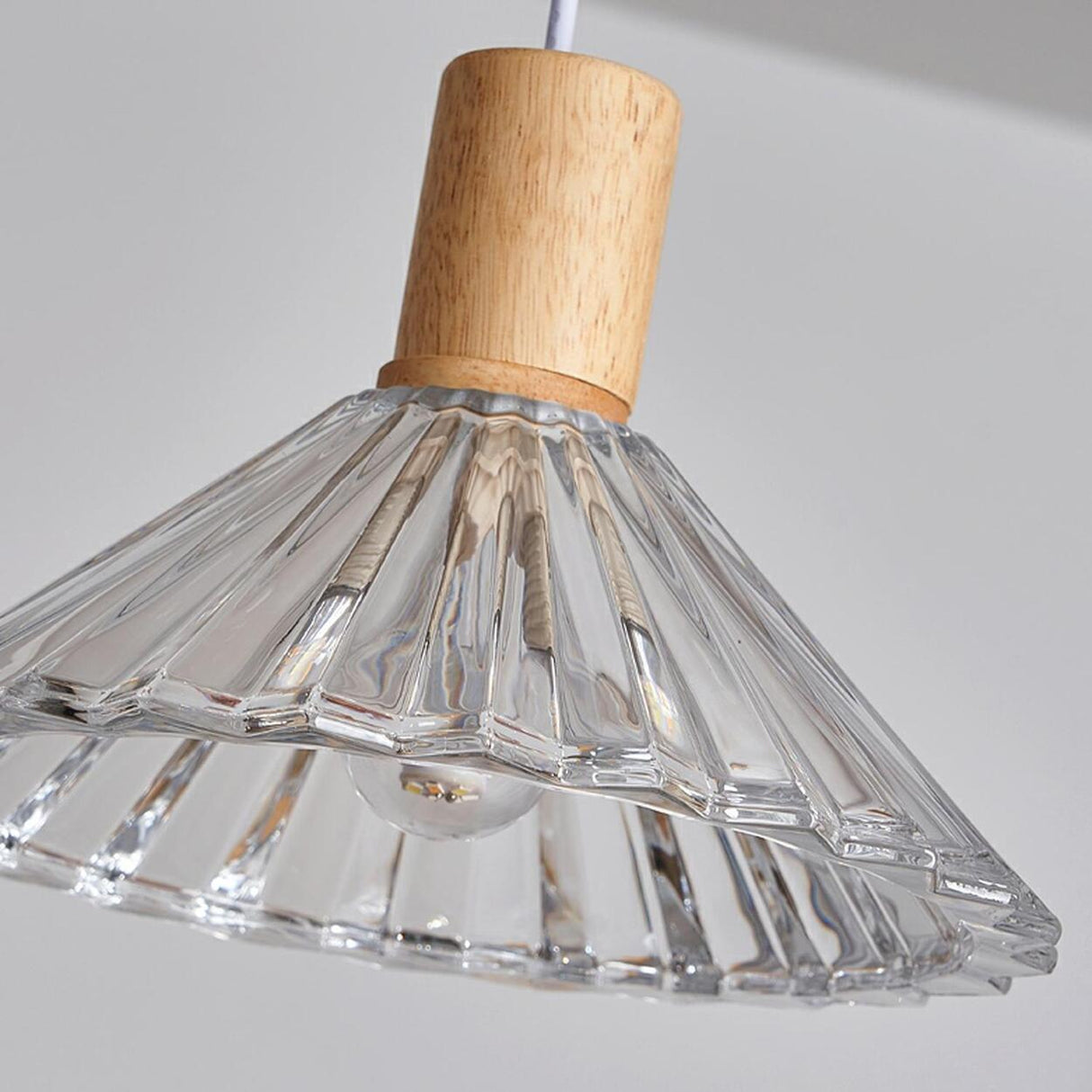 3-Light Modern Wood and Glass Cone LED Island Light Image - 7