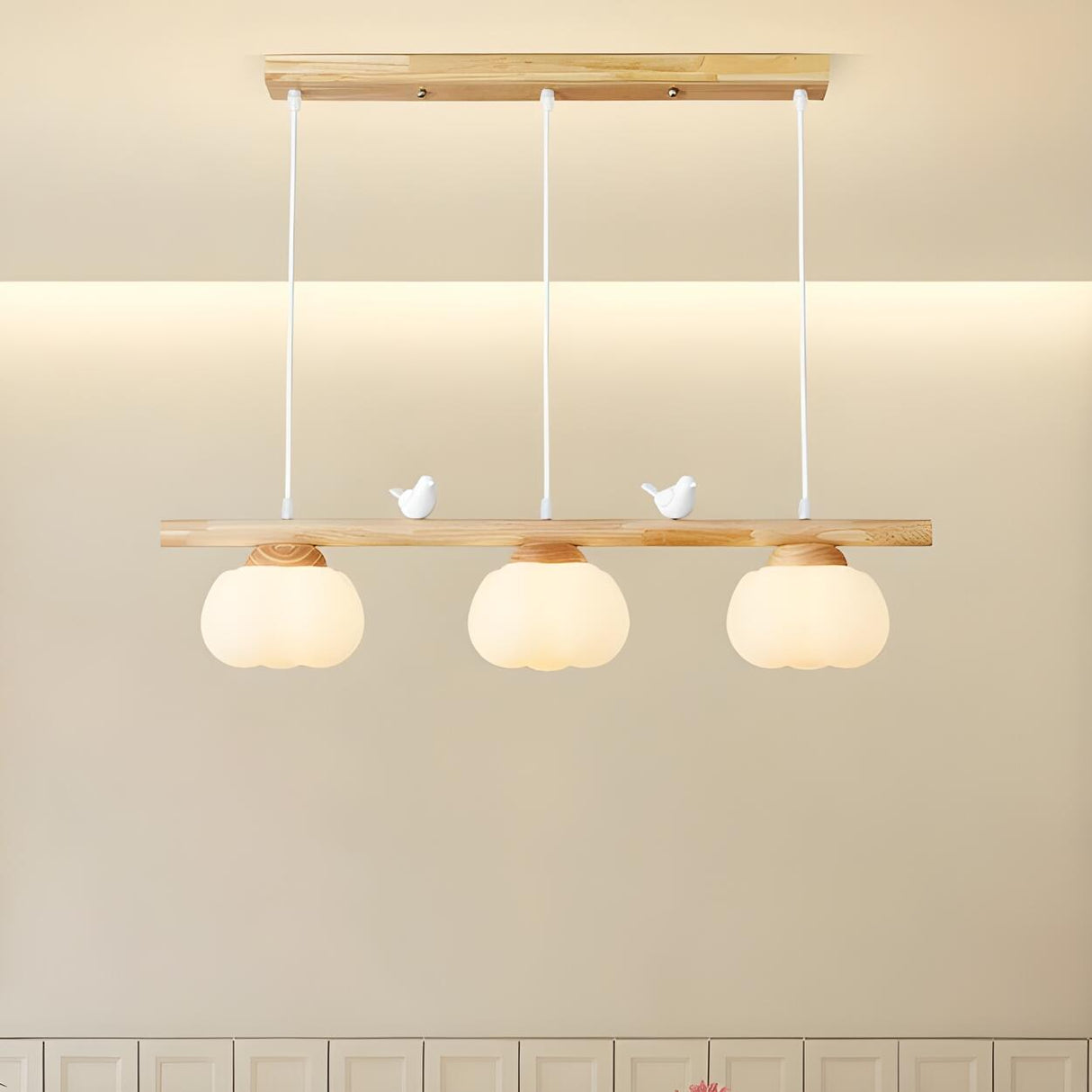 3-Light Modish Bird and Pumpkin Island Pendant Light Image - 1