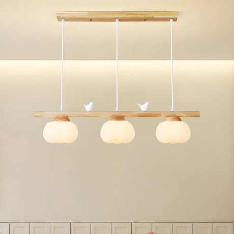 3-Light Modish Bird and Pumpkin Island Pendant Light Image - 1