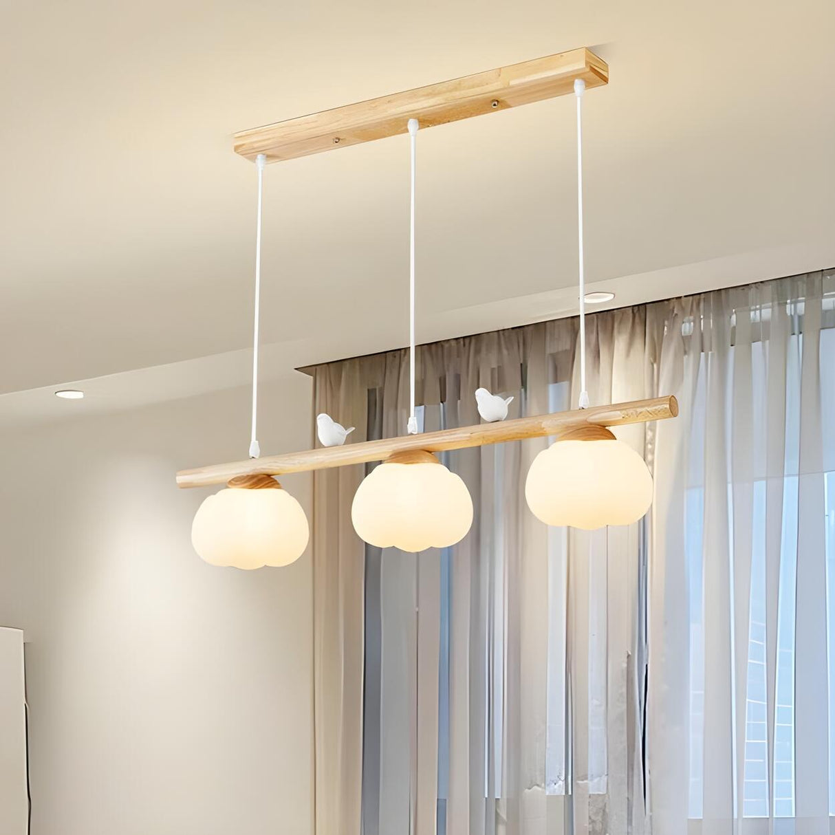 3-Light Modish Bird and Pumpkin Island Pendant Light Image - 2
