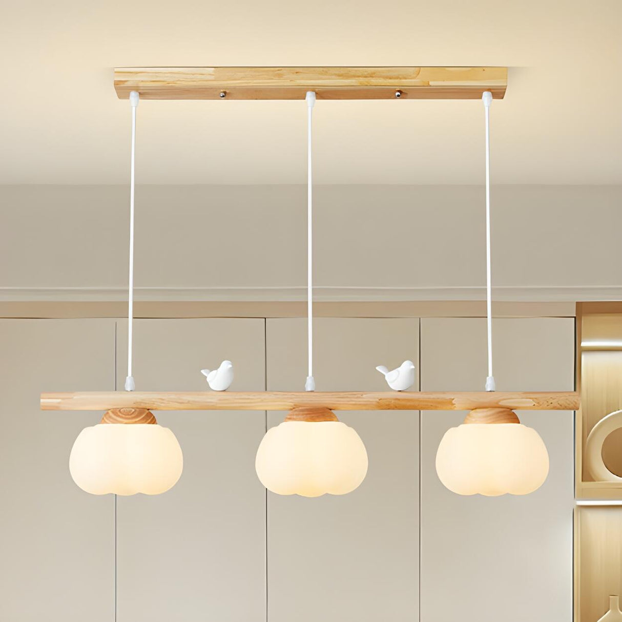 3-Light Modish Bird and Pumpkin Island Pendant Light Image - 3