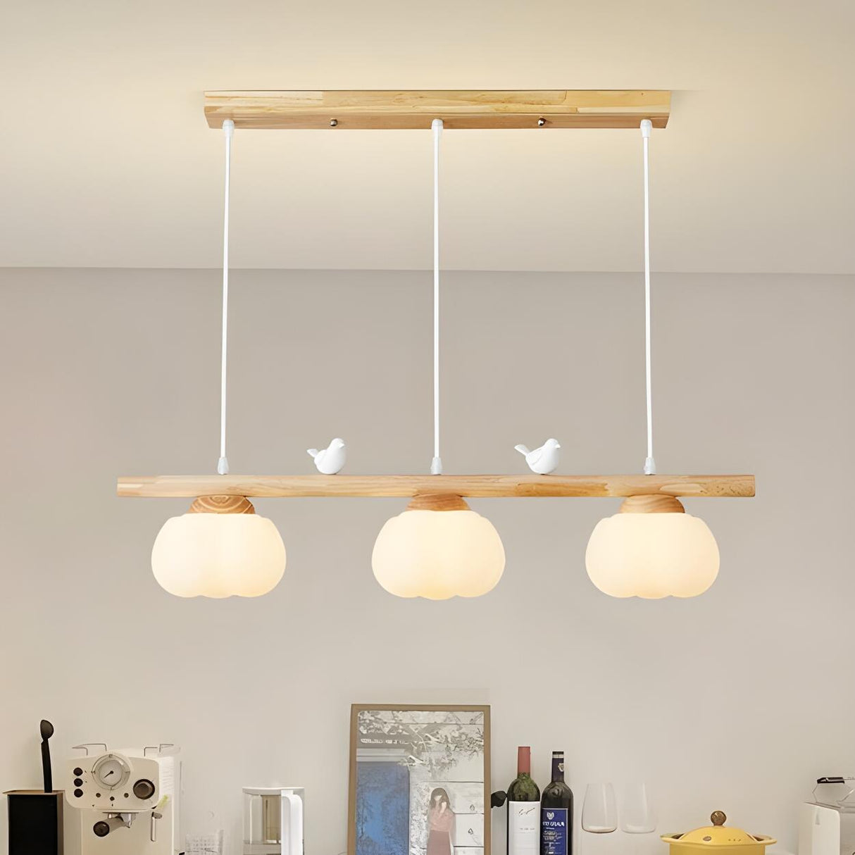 3-Light Modish Bird and Pumpkin Island Pendant Light Image - 4