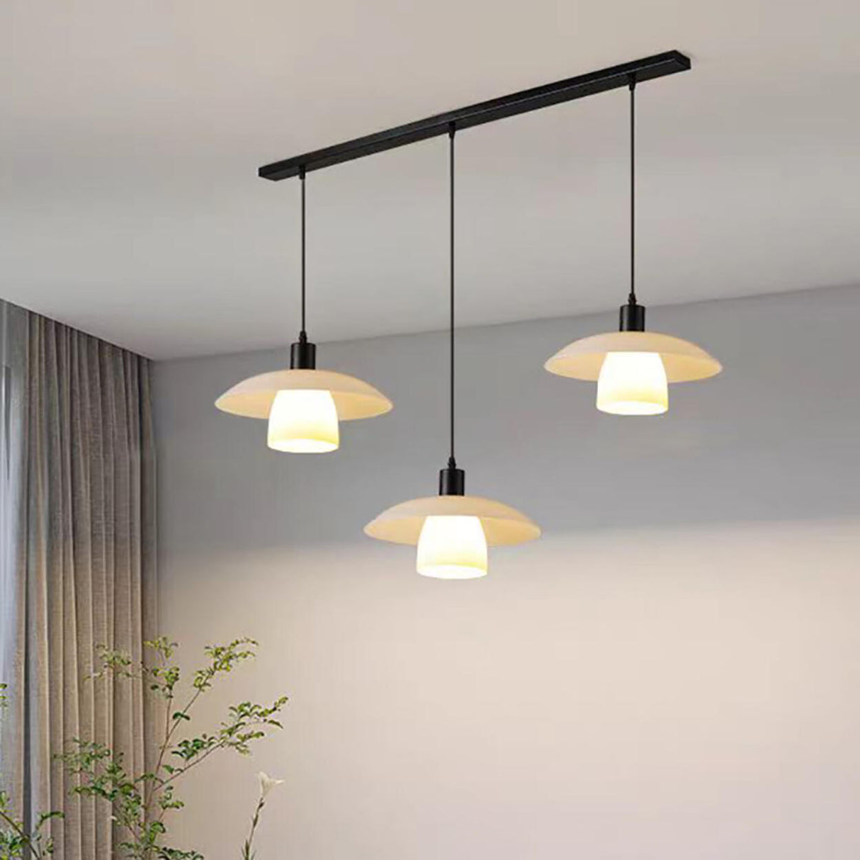 3-Light Modish Disc and Cone Island Pendant Light Image - 1