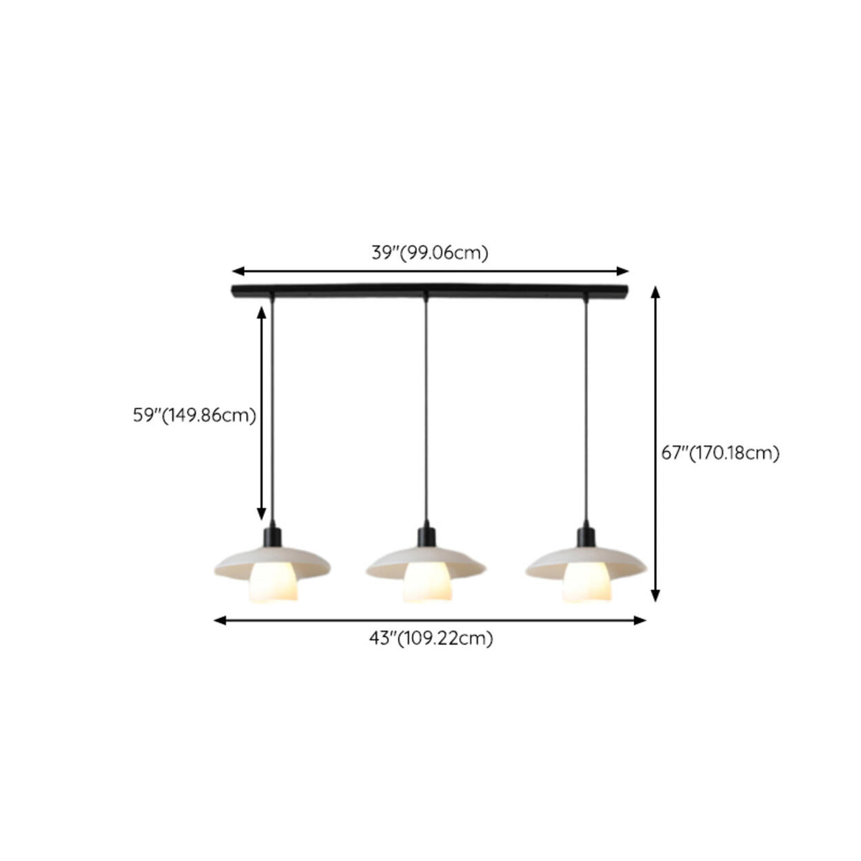 3-Light Modish Disc and Cone Island Pendant Light 