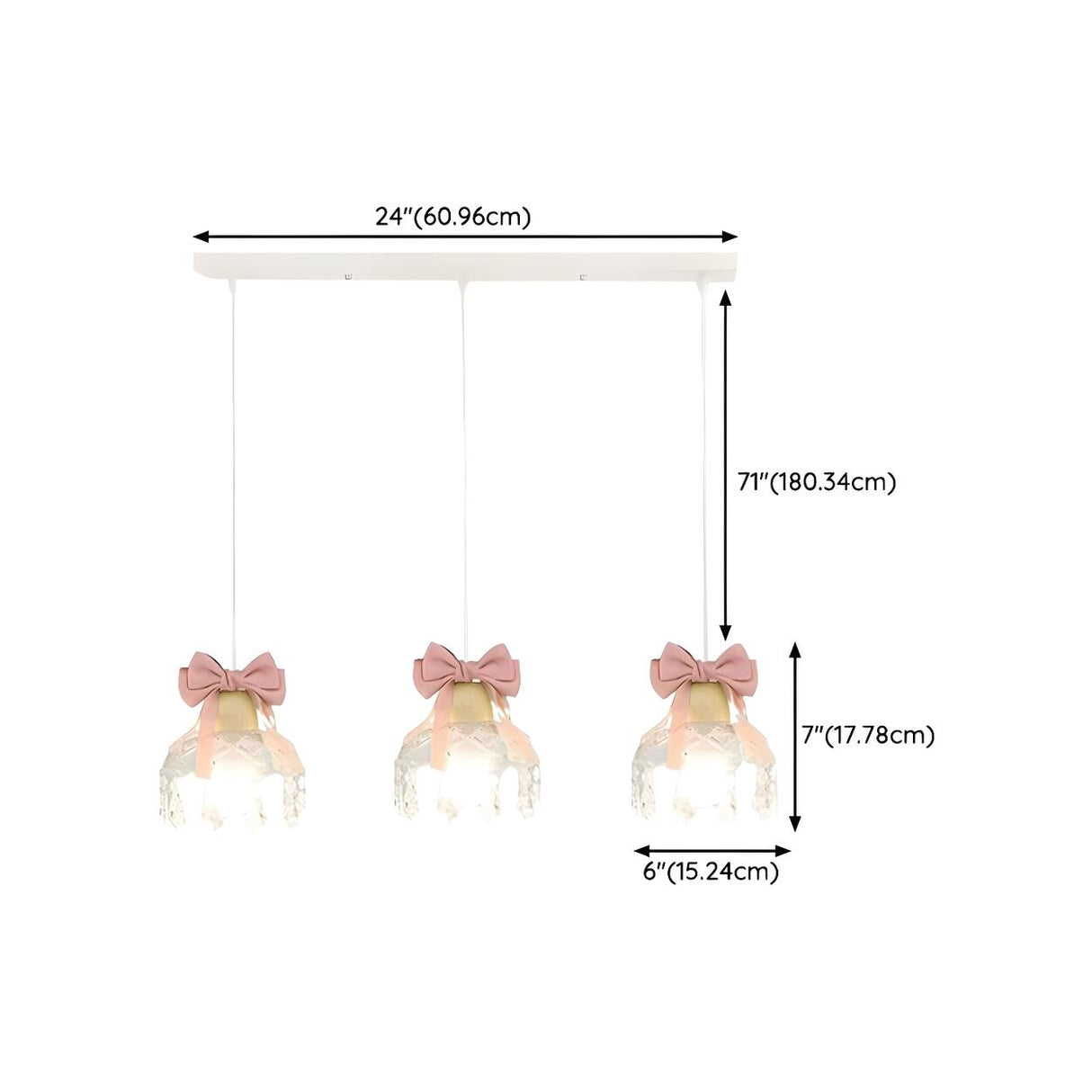3-Light Modish Pink Bows Crystal Island Pendant Light 