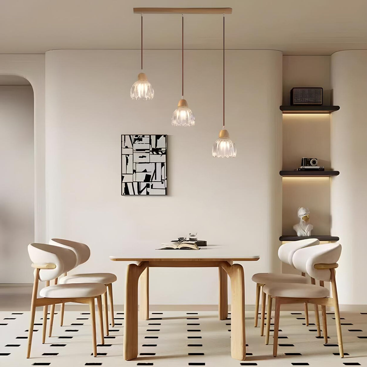 3-Light Scandinavian Flower Island Pendant Light Image - 12