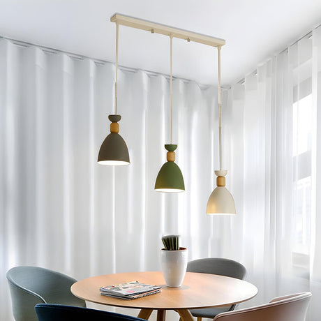 3-Light Scandinavian Multi-Color Cone Island Light Image - 1