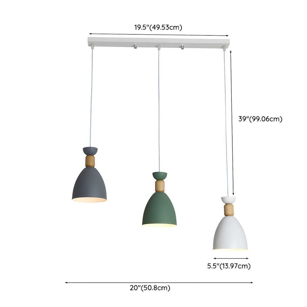 3-Light Scandinavian Multi-Color Cone Island Light 