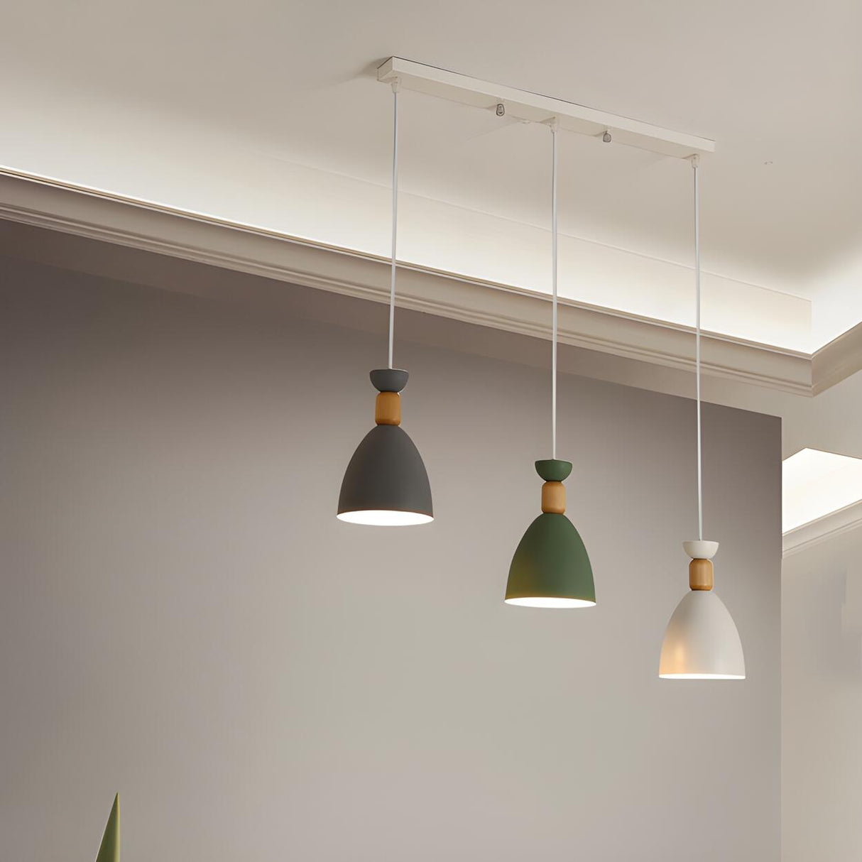 3-Light Scandinavian Multi-Color Cone Island Light Image - 4