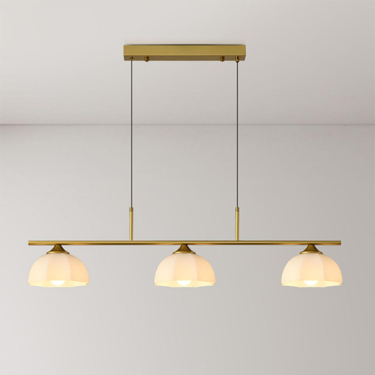 3-Light Simple Dome Adjustable Island Hanging Light Image - 12