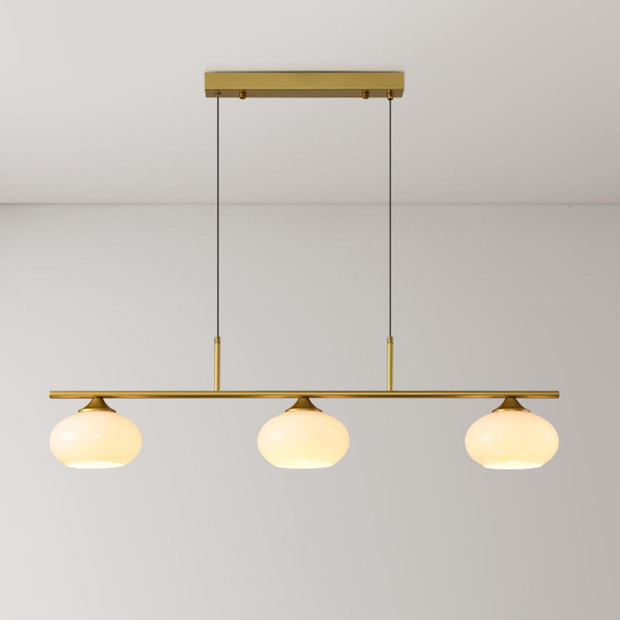 3-Light Simple Dome Adjustable Island Hanging Light Image - 14