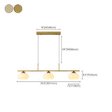 3-Light Simple Dome Adjustable Island Hanging Light #size