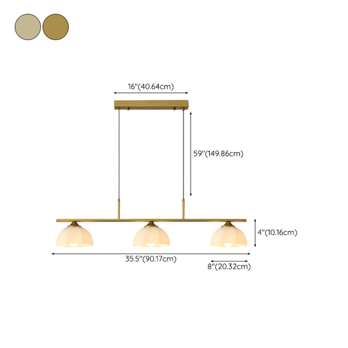 3-Light Simple Dome Adjustable Island Hanging Light Image - 20