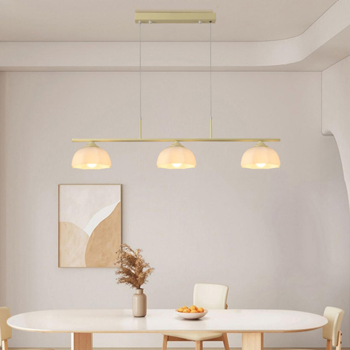 3-Light Simple Dome Adjustable Island Hanging Light Image - 5